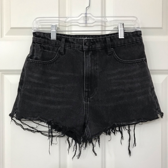 New Alexander Wang Bite High Rise Denim Shorts Rigid Black Jean Cut Off 28 - Picture 3 of 13